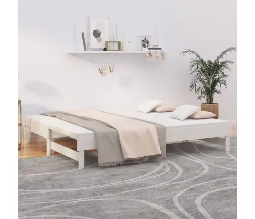 Izvelkama Gulta, Balta, 2X(90X200) Cm, Priedes Masīvkoks Vidaxl