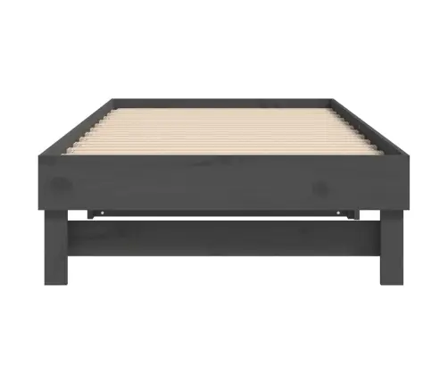 Izvelkama Gulta, Pelēka, 2X(90X200) Cm, Priedes Masīvkoks Vidaxl