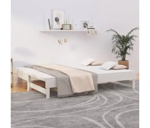 Väljatõmmatav Päevavoodi, Valge, 2 X (80X200) cm Männipuit