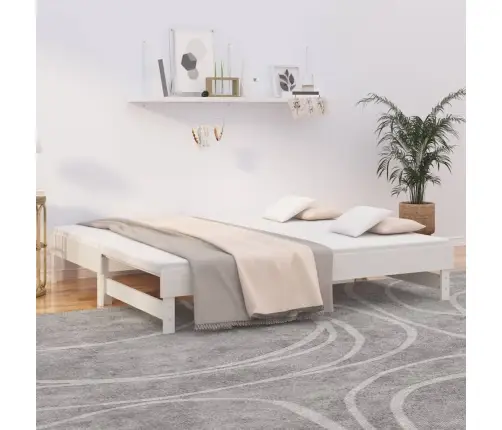 Izvelkama Gulta, Balta, 2X(90X190) Cm, Priedes Masīvkoks Vidaxl