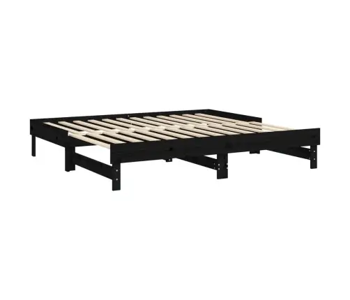 Ištraukiama Lova, Juoda, 2X(90X190)cm Pušies Medienos Masyvas