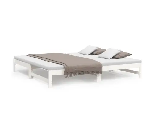 Izvelkama Gulta, Balta, 2X(100X200) Cm, Priedes Masīvkoks Vidaxl