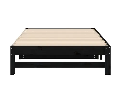 Izvelkama Gulta, Melna, 2X(100X200) Cm, Priedes Masīvkoks Vidaxl