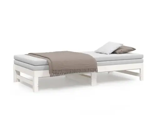 Ištraukiama Lova, Balta, 2X(90X190)cm Pušies Medienos Masyvas