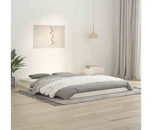 Gultas Rāmis, 150X200 Cm, King Size, Priedes Masīvkoks, Balts Vidaxl