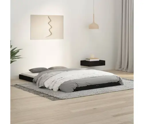 Voodiraam, Must, 120 X 190 cm Männipuit