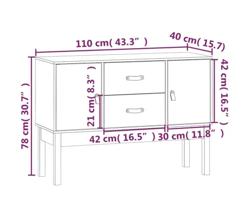 Kumode, Medus Brūna, 110X40X78 Cm, Priedes Masīvkoks Vidaxl