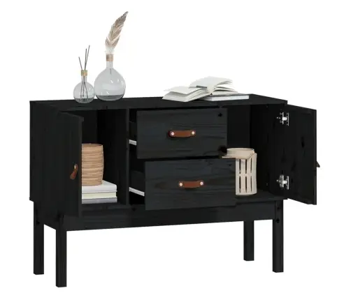 Kumode, Melna, 110X40X78 Cm, Priedes Masīvkoks Vidaxl