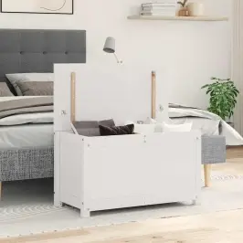 Daiktadėžė, Balta, 80X40X45,5cm Pušies Medienos Masyvas