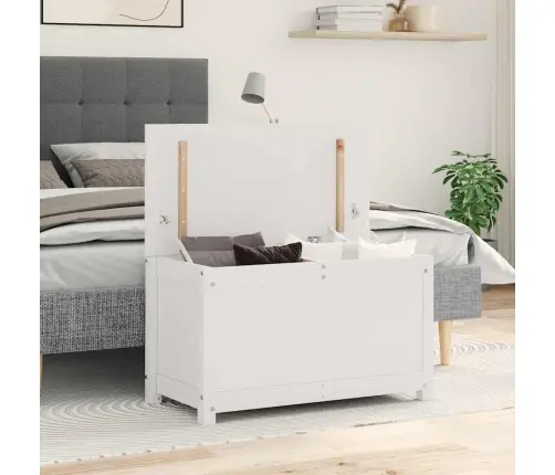 Daiktadėžė, Balta, 80X40X45,5cm Pušies Medienos Masyvas