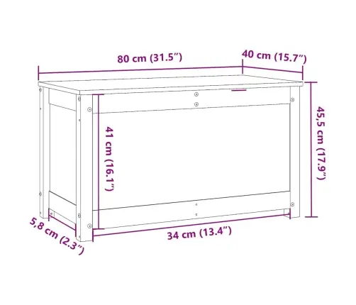 Uzglabāšanas Kaste, Pelēka, 80X40X45,5 Cm, Priedes Masīvkoks Vidaxl