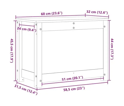 Daiktadėžė, 60X32X45,5cm Pušies Medienos Masyvas