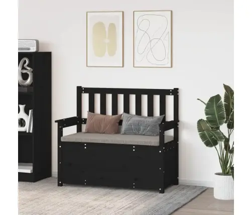 Suoliukas, Juodas, 112,5X51,5X96,5cm Pušies Medienos Masyvas