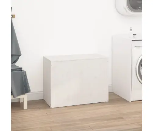 Veļas Kaste, Balta, 88,5X44X66 Cm, Priedes Masīvkoks Vidaxl