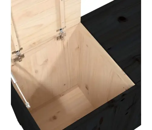 Skalbinių Dėžė, Juoda, 88,5X44X66cm Pušies Medienos Masyvas