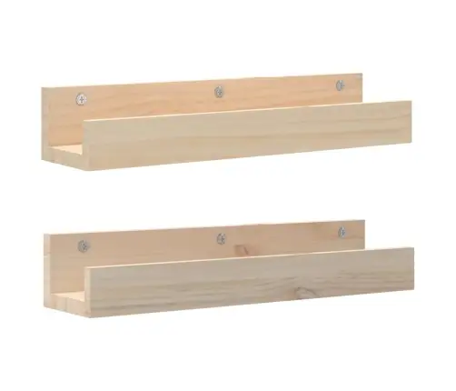 Sienas Plaukti, 2 Gab., 50X12X9 Cm, Priedes Masīvkoks Vidaxl