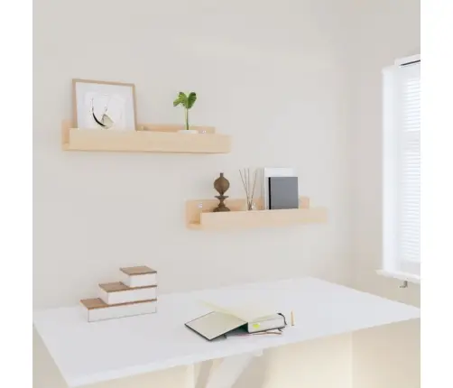 Sienas Plaukti, 2 Gab., 50X12X9 Cm, Priedes Masīvkoks Vidaxl