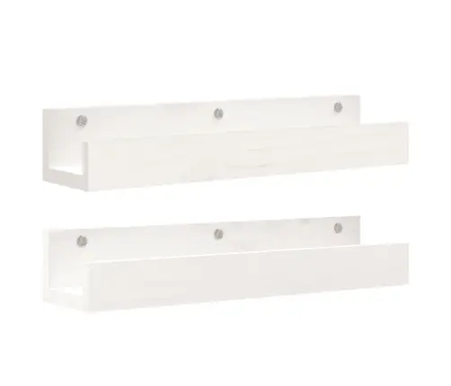 Sienas Plaukti, 2 Gab., Balti, 50X12X9 Cm, Priedes Masīvkoks Vidaxl