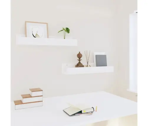 Sienas Plaukti, 2 Gab., Balti, 50X12X9 Cm, Priedes Masīvkoks Vidaxl