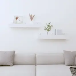 Sienas Plaukti, 2 Gab., Balti, 50X12X9 Cm, Priedes Masīvkoks Vidaxl