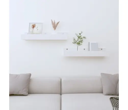 Sienas Plaukti, 2 Gab., Balti, 50X12X9 Cm, Priedes Masīvkoks Vidaxl