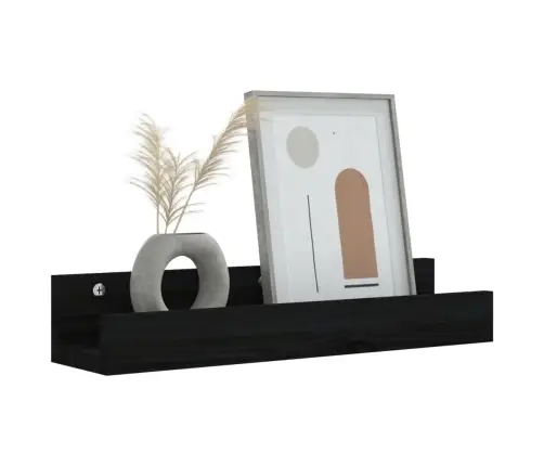 Sienas Plaukti, 2 Gab., Melni, 50X12X9 Cm, Priedes Masīvkoks Vidaxl