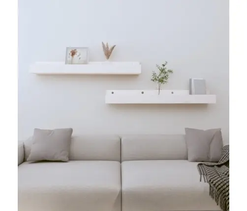 Seinariiulid 2 Tk, Valge, 80 X 12 X 9 cm Männipuit