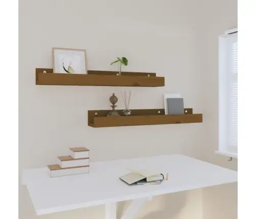 Sienas Plaukti, 2 Gab., Brūni, 80X12X9 Cm, Priedes Masīvkoks Vidaxl