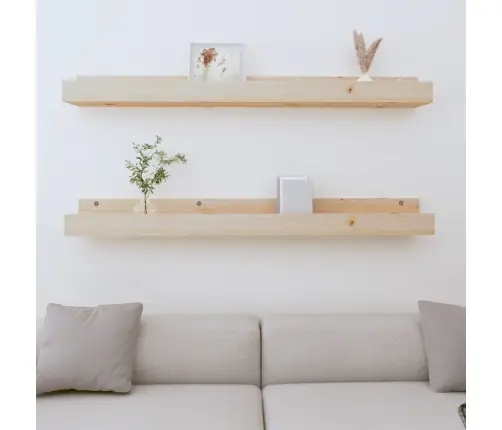 Sienas Plaukti, 2 Gab., 110X12X9 Cm, Priedes Masīvkoks Vidaxl