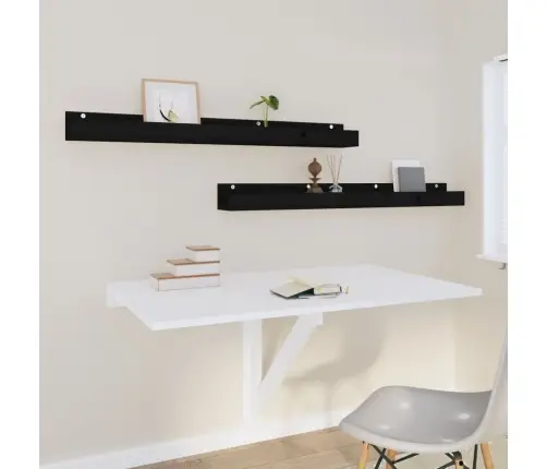 Sienas Plaukti, 2 Gab., Melni, 110X12X9 Cm, Priedes Masīvkoks Vidaxl