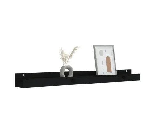 Sienas Plaukti, 2 Gab., Melni, 110X12X9 Cm, Priedes Masīvkoks Vidaxl
