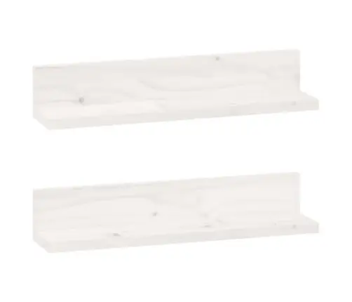 Sienas Plaukti, 2 Gab., Balti, 50X11X9 Cm, Priedes Masīvkoks Vidaxl