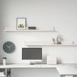 Sieninės Lentynos, 2Vnt., Baltos, 110X11X9cm Pušies Masyvas