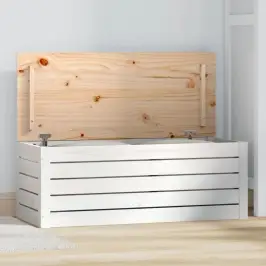 Uzglabāšanas Kaste, Balta, 89X36,5X33 Cm, Priedes Masīvkoks Vidaxl