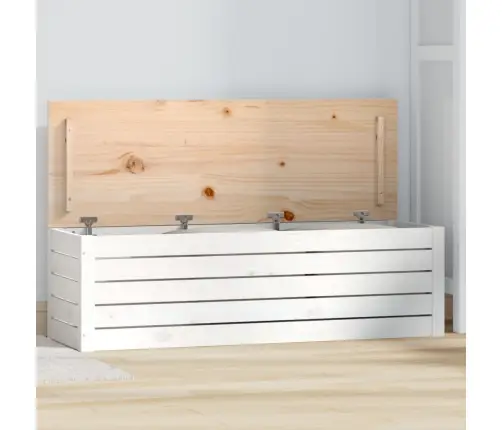 Daiktadėžė, Balta, 109X36,5X33cm Pušies Medienos Masyvas