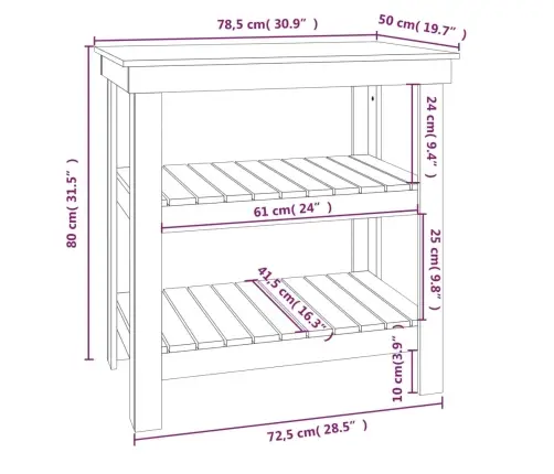 Darbagalds, Balts, 78,5X50X80 Cm, Priedes Masīvkoks Vidaxl