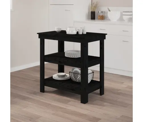 Darbagalds, Melns, 78,5X50X80 Cm, Priedes Masīvkoks Vidaxl