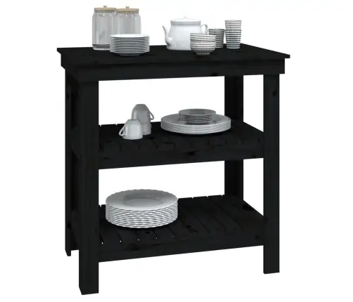 Darbagalds, Melns, 78,5X50X80 Cm, Priedes Masīvkoks Vidaxl