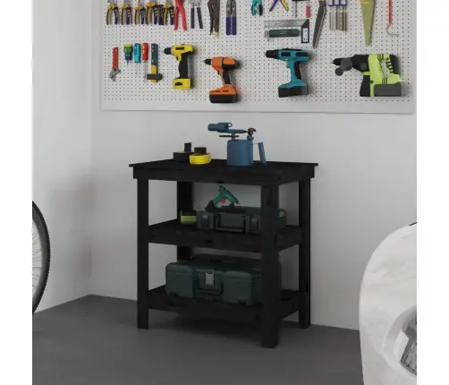 Darbagalds, Melns, 78,5X50X80 Cm, Priedes Masīvkoks Vidaxl