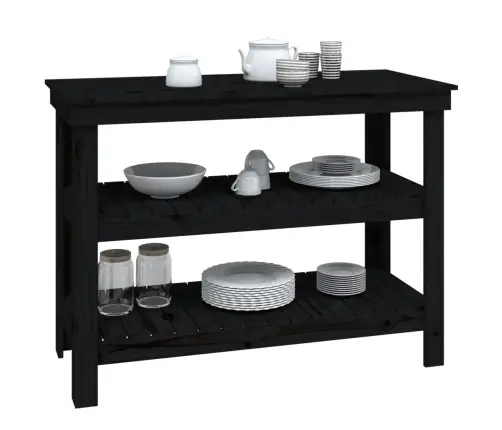 Darbagalds, Melns, 110,5X50X80 Cm, Priedes Masīvkoks Vidaxl