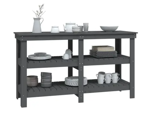 Darbagalds, Pelēks, 142,5X50X80 Cm, Priedes Masīvkoks Vidaxl