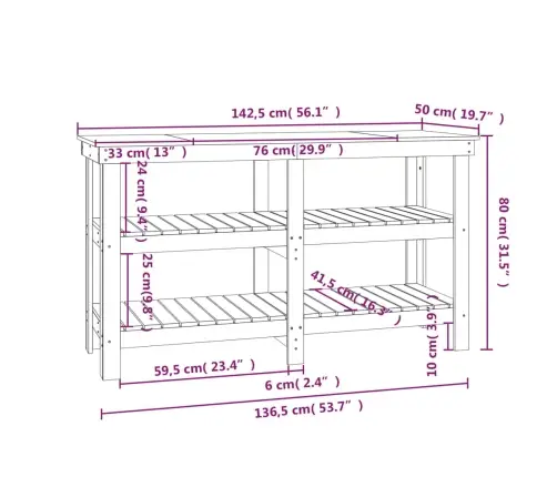 Darbagalds, Pelēks, 142,5X50X80 Cm, Priedes Masīvkoks Vidaxl