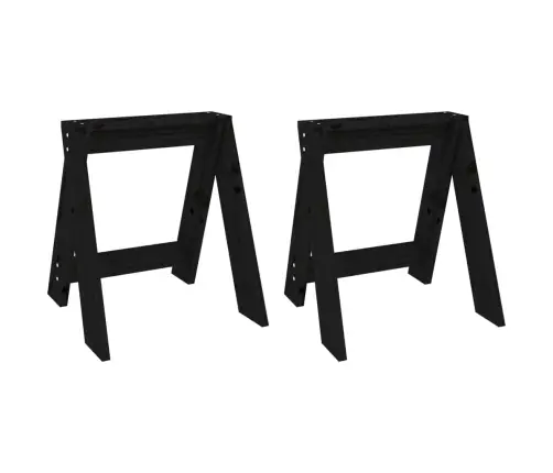 Taburetės, 2Vnt., Juodos, 40X40X45cm Pušies Medienos Masyvas