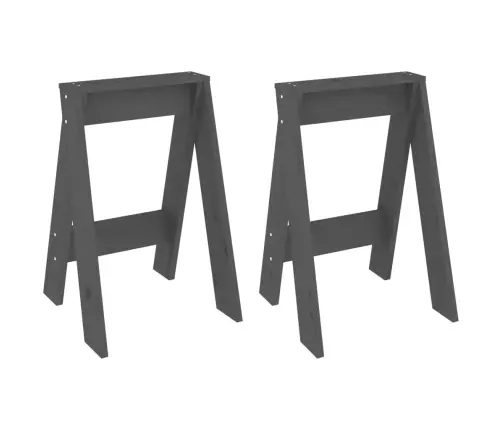 Taburetės, 2Vnt., Pilkos, 40X40X60cm Pušies Medienos Masyvas