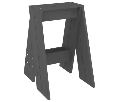 Taburetės, 2Vnt., Pilkos, 40X40X60cm Pušies Medienos Masyvas