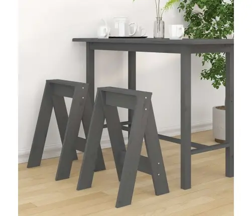 Taburetės, 2Vnt., Pilkos, 40X40X60cm Pušies Medienos Masyvas