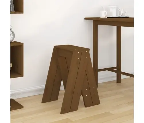 Taburetės, 2Vnt., Medaus Rudos, 40X40X60cm Pušies Masyvas