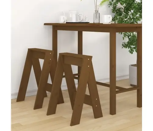 Taburetės, 2Vnt., Medaus Rudos, 40X40X60cm Pušies Masyvas