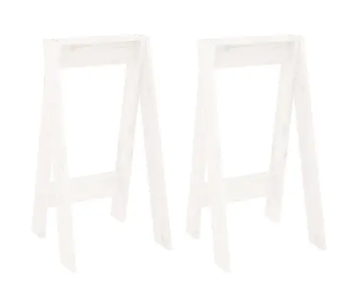 Taburetės, 2Vnt., Baltos, 40X40X75cm Pušies Medienos Masyvas