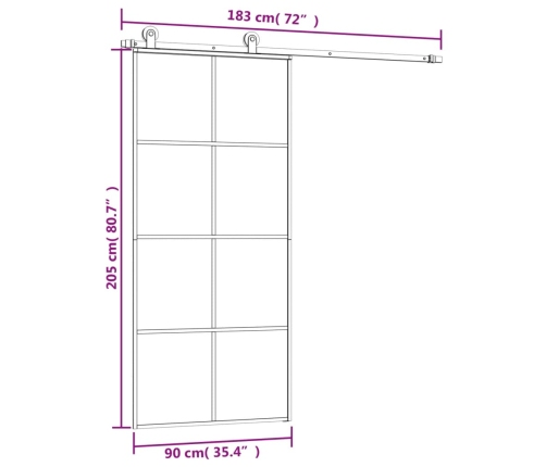Bīdāmās Durvis Ar Stiprinājumiem, Stikls, Alumīnijs, 90X205 Cm Vidaxl